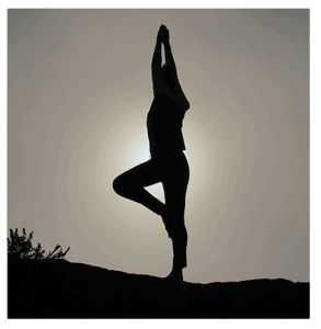 Girl standing doing meditation 